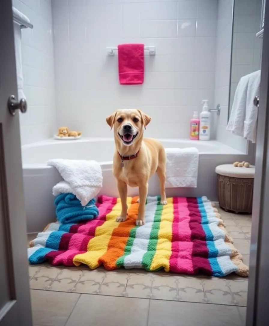 21 DIY Pet Grooming Ideas That Will Save You a Fortune (#15 Is Pure Genius!) - 12. DIY Pet Bath Mat