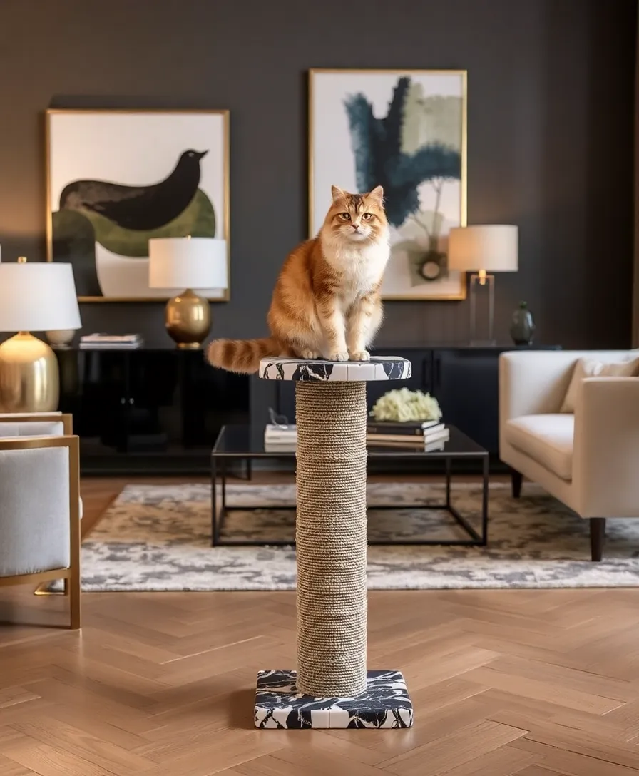 15 Stylish Cat Scratching Posts That Will Save Your Furniture (Check Out #9!) - 7. Elegant Marble-Look Posts