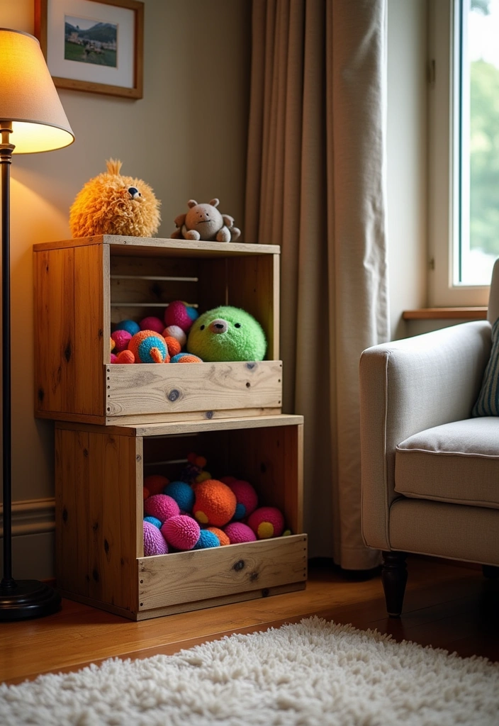 10 Stylish Pet Toy Bins That'll Elevate Your Home Decor (And Hide the Mess!) - 3. Rustic Wooden Crates