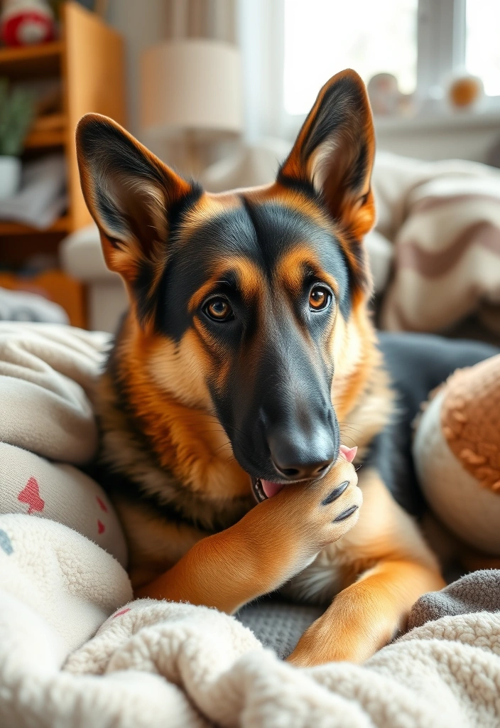 17 Common German Shepherd Behavior Problems and How to Fix Them Fast (You’ll Wish You Knew #9 Sooner!) - 14. Licking or Grooming Excessively