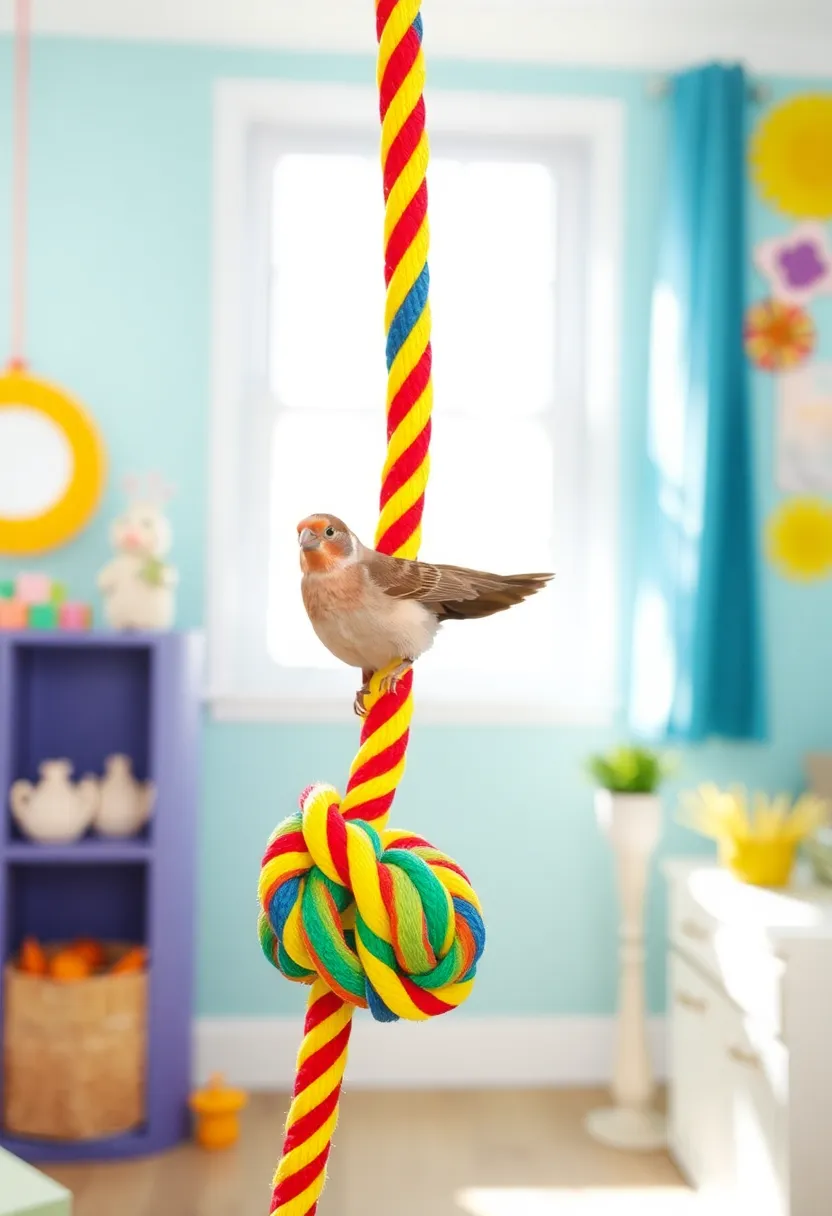 13 Unique Bird Perches That Your Feathered Friend Will Adore (You Can't Miss #4!) - 2. Rainbow Rope Perch