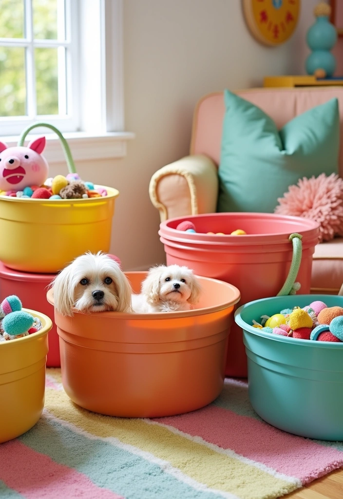 10 Stylish Pet Toy Bins That'll Elevate Your Home Decor (And Hide the Mess!) - 9. Colorful Playful Bins