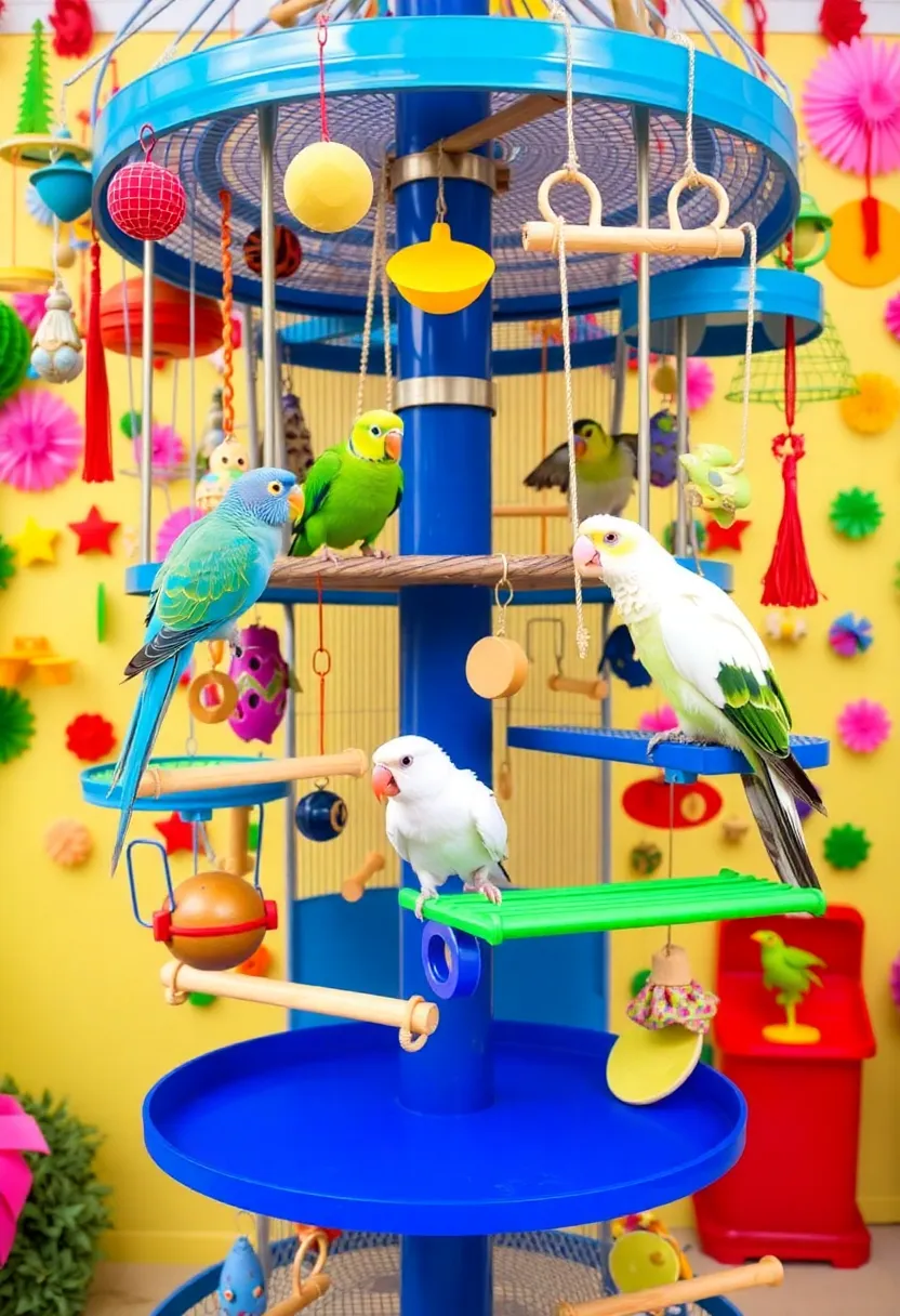 13 Unique Bird Perches That Your Feathered Friend Will Adore (You Can't Miss #4!) - 7. Multi-Level Activity Stand